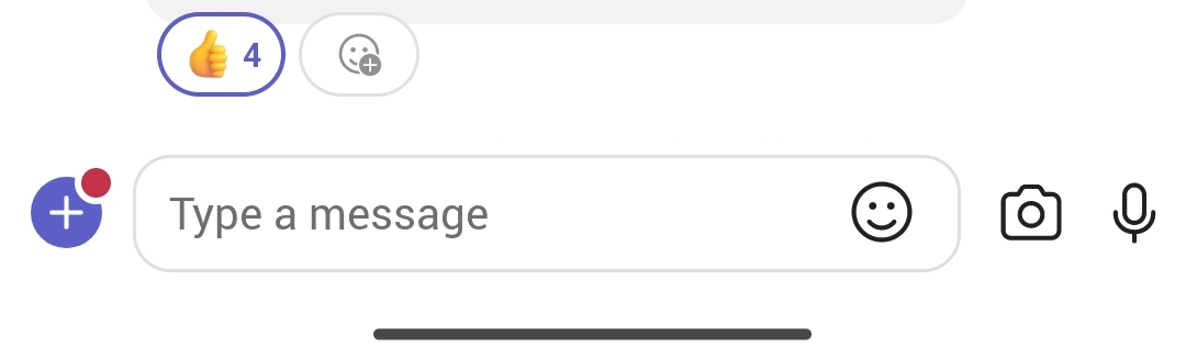 MS Teams showing a red notification badge on the button for adding things in a chat.