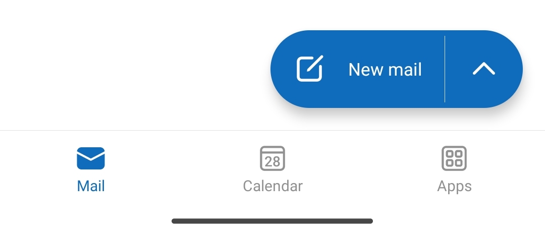 A screenshot of the bottom of Outlook on Android, showing a tab for apps within Outlook.